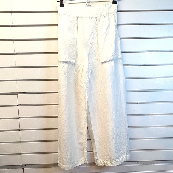 Young, Fabulous & Broke Sailor Tencel Cotton Wide Leg Crop Pants White Size - Picture 4 of 10